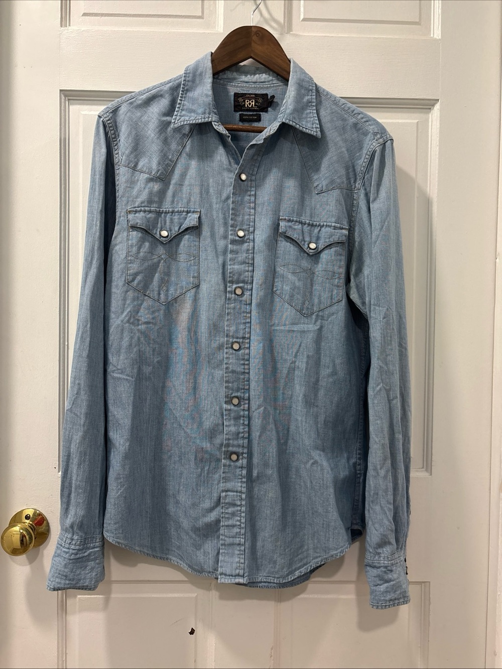 Ralph Lauren RRL Men’s Buffalo Chambray Western Shirt Size M 100% Cotton GUC